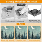 Pet Feeding Mat, Abstract Forest Absorbent Dog Cat Food Mat Moon Dog Mat - Image 3