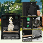 Suertree Bird Carrier Travel Cage, Cockatoo Carrier, Parrot Travel Backpack - Image 4