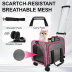 Pet Carrier with Wheels Up to 33 lbs Airline Approved Cat Carrier Rolling Pet - Image 5