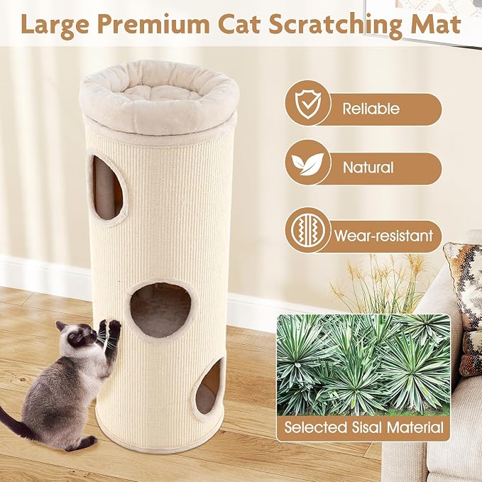 Tangkula 4 Story Cat Tree Condo, 49” Barrel-Shaped Cat House - Image 7