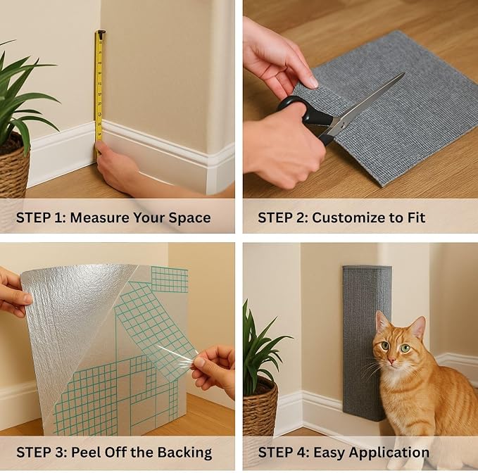 Cat Scratch Mat, 23.6’’ x 11.8’’ Wall Corner Stracther, Versatile Self-Adhesive - Image 4