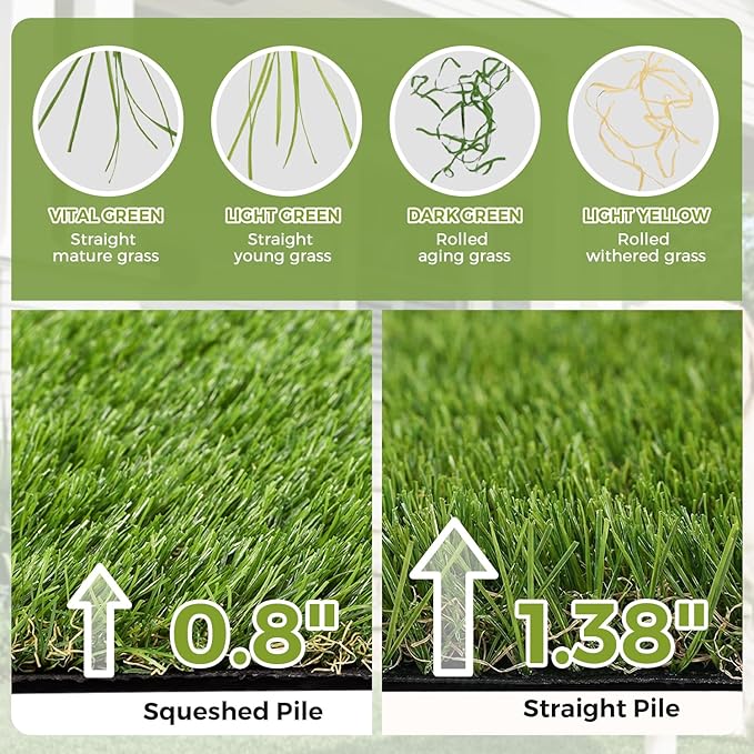 Artificial Grass Rug Indoor Outdoor, 7.7 x 8.7FT Faux Grass Turf - Image 7