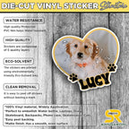 Custom Pet Photo Heart Sticker Personalized Pet Name Decal Cute Pawprint Design - Image 4
