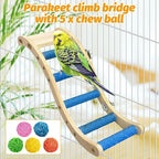 Nature Wooden Bird Ladder Pet Parrots Climb Bridge Exercise Stands - Image 4