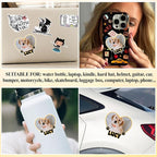Custom Pet Photo Heart Sticker Personalized Pet Name Decal Cute Pawprint Design - Image 5