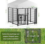 LOVMOR Outdoor Dog Kennel with Roof, Heavy Duty Steel Dog Run Enclosure - Image 2