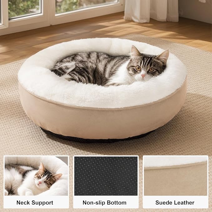Love's cabin Round Donut Cat and Dog Cushion Bed, 20in Pet Bed - Image 2