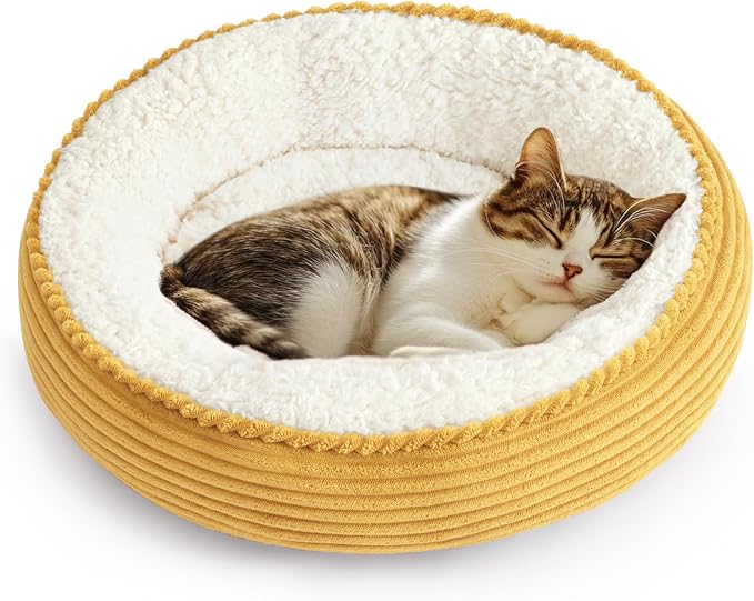 Love's cabin Round Donut Cat and Dog Cushion Bed, 20in Pet Bed by Lovescabin