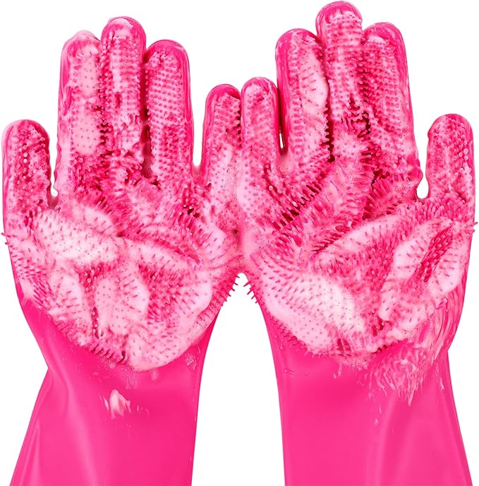 Pecute Pet Grooming Gloves Large, Heat Resistant Dog Washing Gloves by pecute