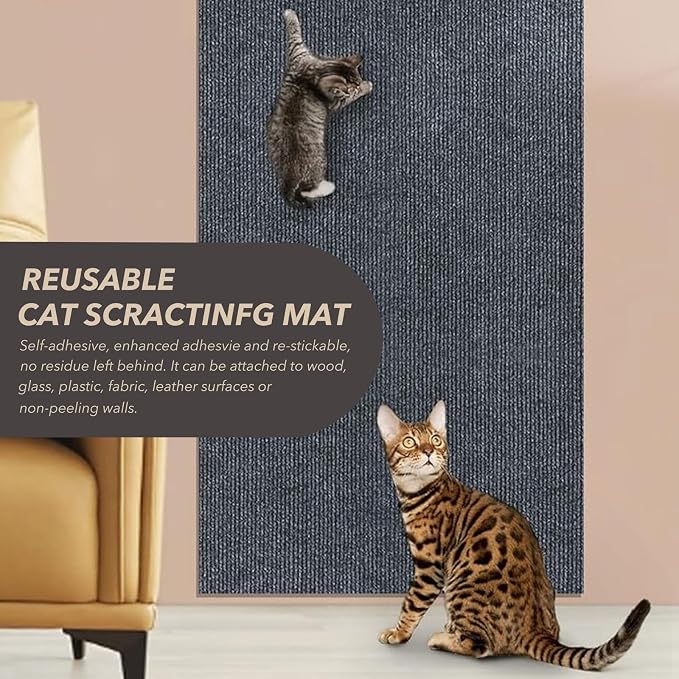 78.7"X15.8" Cat Scratching Mat, Self-Adhesive Cat Scratch Carpet, DIY Cats - Image 5
