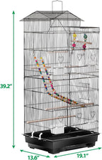 39-Inch Roof Top Bird Cage Large Flight Parrot Cage w/Toys - Image 4