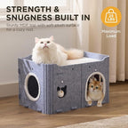 Joydeco Cat House for Indoor Cats, Extra Wide Scratch Resistant Felt Cat Condo - Image 4