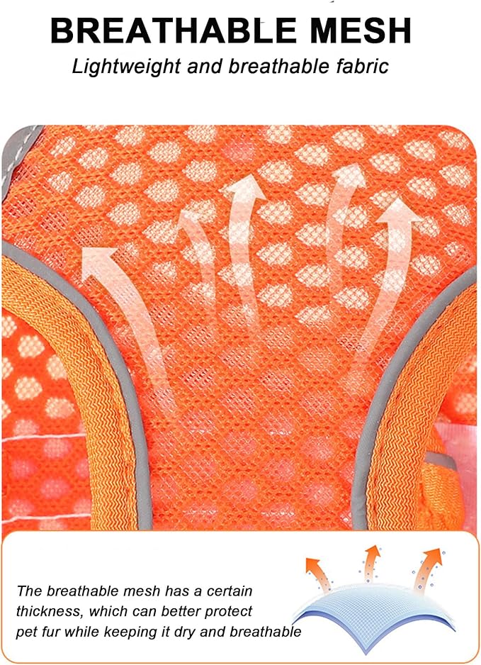 S Orange Soft Mesh Dog Harness and Leash Set, No Escape Puppy Harnesses - Image 4