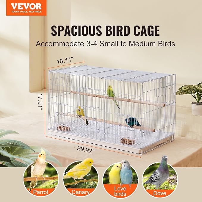VEVOR 30-inch Flight Bird Cage, Stackable Bird Cage - Image 2