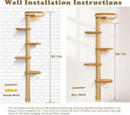 5-Tier Tall Cat Tree for Kittens, Floor to Ceiling Wall Mounted Cat Wall Shelves - Image 6