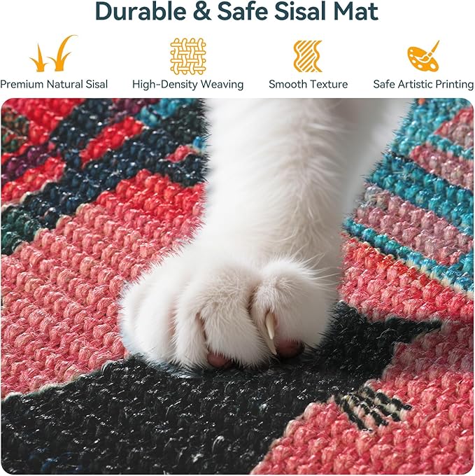 3-in-1 Sisal Cat Scratcher Mat 23.6x15.7 – Durable Scratch Rug Use - Image 3