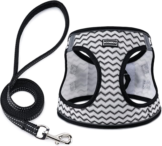 BOOMIBOO Dog Harness with Leash Set, No Pull Adjustable Reflective Step-in by BOOMIBOO