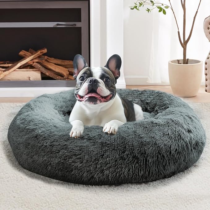 JOLLYVOGUE Calming Dog Bed Medium Size Dog, Anti-Anxiety Donut Medium Pet Bed by JOLLYVOGUE