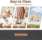 Fox Hedgehog Rabbit Forest Dog Cat Food Mat, Absorbent Pet Feeding Mat - Image 4