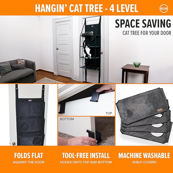 K&H Pet Products Hangin Cat Tree Door Mounted Cat Furniture, Space Saving - Image 3