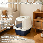 Large sifting Hooded Enclosed cat Litter Box, semi-Closed pet Litter Container - Image 2