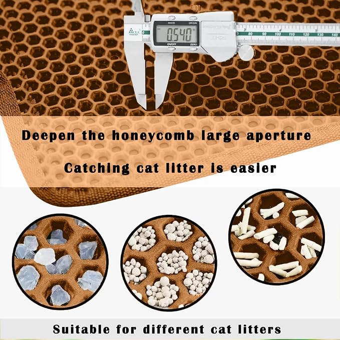 HCY&WLD Cat Litter Mat, Honeycomb Double Layer Cat Litter Trapping Mat - Image 5