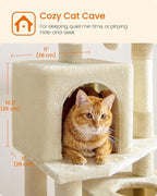 Feandrea Cat Tree, 59.5-Inch Tall Cat Tower, Plush Multi-Level Condo - Image 6