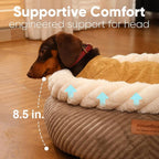FUKUMARU Dog Bed, Calming Donut Dog Beds, Plush Faux Fur&Corduroy Cat Beds - Image 4