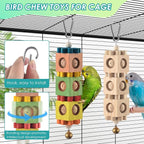 2Pcs Bird Chew Toys for Beak Grinding, Hanging Rotating Wood Block - Image 4