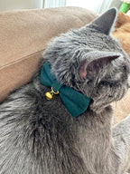 Soft Corduroy Cat Collar with Bell and Bowtie, Safety Breakaway Clasp, - Image 5