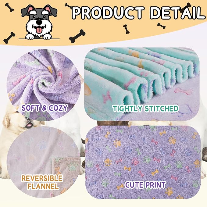 Rezutan 1 Pack 3 Dog Blankets for Small Pet Cat Super Soft Fluffy Premium Throw - Image 2