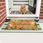 Tinideya 2 Pcs Spring Welcome Door Mat Floral Outdoor Layered Doormats - Image 6