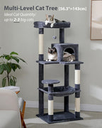 Cat Tree for Large Cats with Metal Plush Big Hammock, 56.3" Cat Tower for - Image 2