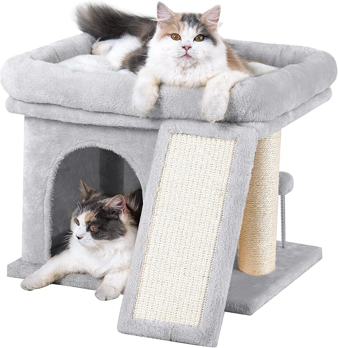 14in Cat Tree Tower with 20 * 16.5in Perch Bed and Washable Top by Aechonow