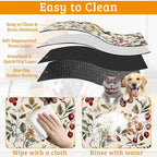 Butterfly Flower Dog Food Mat, Vintage Berry Absorbent Pet Feeding Mat - Image 5