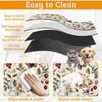Butterfly Flower Dog Food Mat, Vintage Berry Absorbent Pet Feeding Mat - Image 5