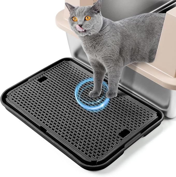 Large Cat Litter Box Step Mat, 16.5"x11.2" Cat Ramp Stairs, Cat Litter Catcher by Bartuke