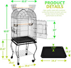 SUPER DEAL 63.5'' Rolling Bird Cage Large Wrought Iron Cage - Image 5