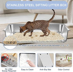 Teheao 2 Pack Stainless Steel Sifting Cat Litter Box - Image 4