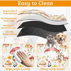 Pet Feeding Mat, Mushroom Absorbent Dog Cat Food Mat Flowers Dog Mat - Image 5