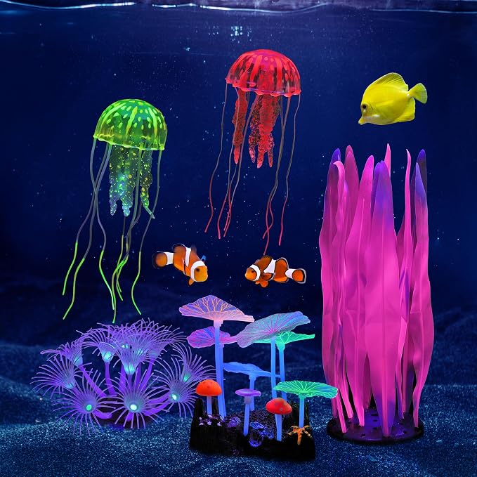 Lpraer 5 Pack Glow Aquarium Decorations Kelp Coral Mushroom Sun Flower by Lpraer
