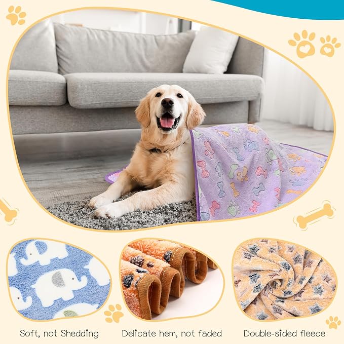 Tatuo 12 Pieces Puppy Blanket Warm Cat Dog Sleep Mat Pet Kitten Fleece Doggy - Image 3