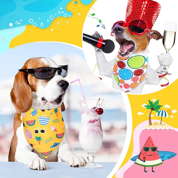 Frienda 20 Pcs Summer Spring Dog Bandanas Hawaiian Style Washable Triangle Pet - Image 4