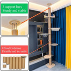 Floor to Ceiling Cat Tree Height Adjustable Cat Tower 5 Tier Hemp Scratching - Image 5
