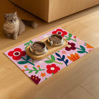 Pet Feedings Mats 20x12 inch Floral Print Pet Bowl Placemat Non Slip Mat - Image 9