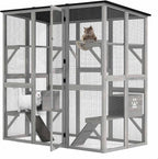 DWVO Cat House Outdoor Catio Kitty Enclosure 71" Walk in Cat Kennel Large by DWVO