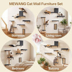 MEWANG 5-in-1 Cat Wall Shelves: Cat Climbing Furniture - Image 8
