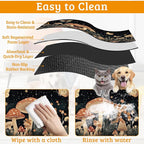 Fantasy Mushroom Dog Cat Food Mat, Butterfly Stars Absorbent Waterproof Placemat - Image 5