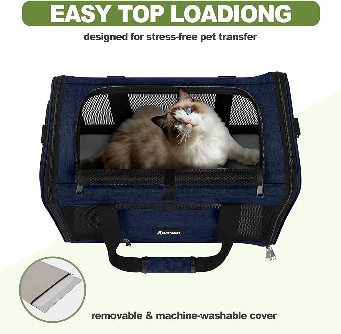 Cat Carrier 18x11x11 United Airline Approved, Top Loader Heavy Duty Softshell - Image 5