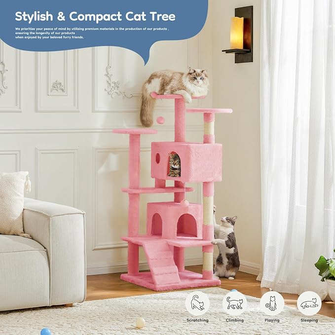 DUMOS 54-inch Indoor Cat Tree Tower –Multi-Level Pet House - Image 7